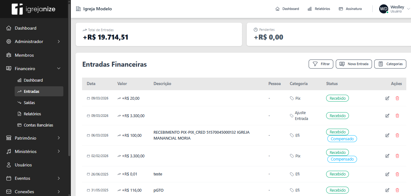 Módulo Financeiro